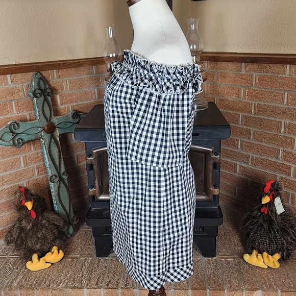 Vineyard Vines Off Shoulder Black White Gingham Mini Dress Size XXS - Picture 2 of 5